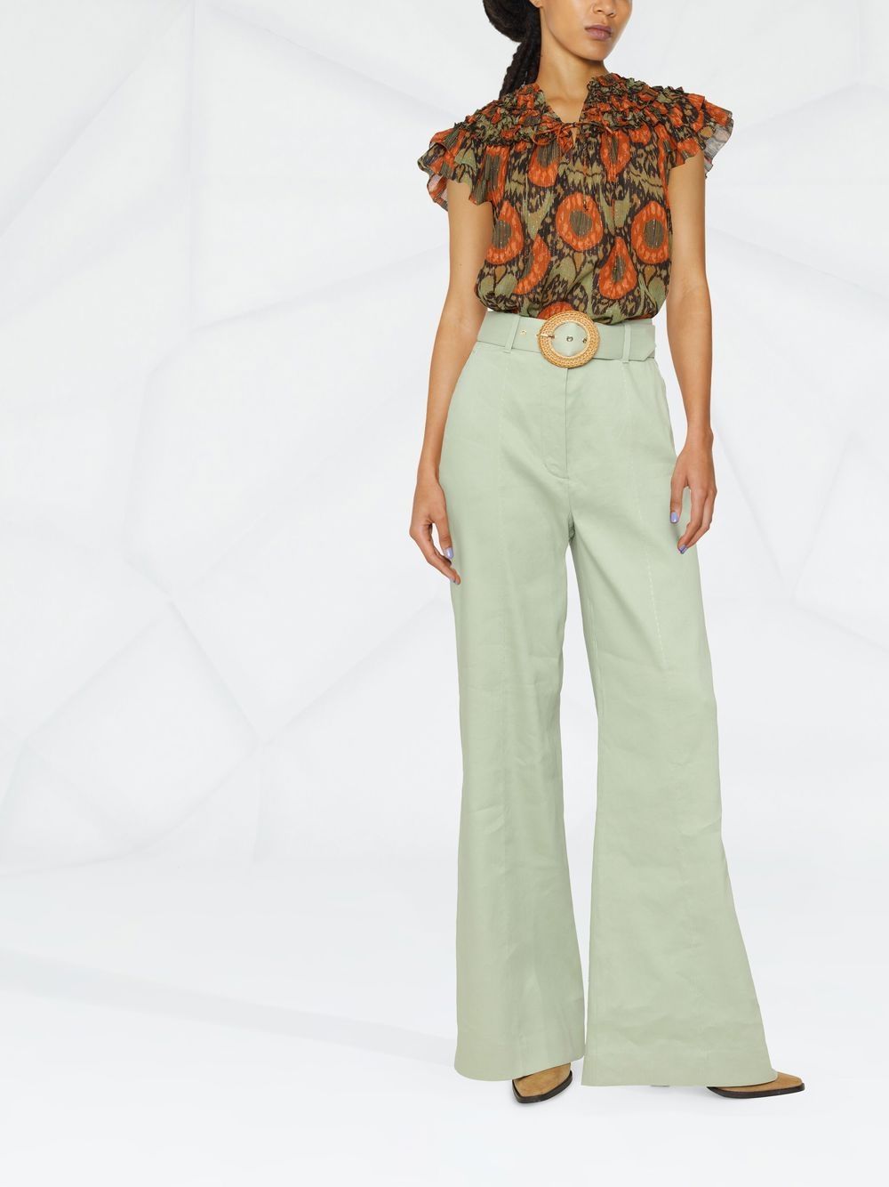 Shop Zimmermann Prima Wide-leg Trousers In Green