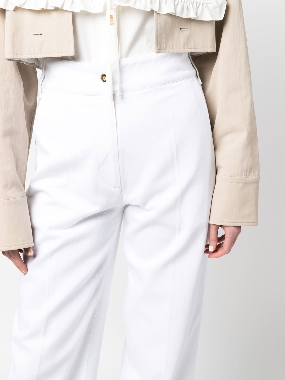 Shop Patou Wide-leg High-waisted Trousers In Weiss