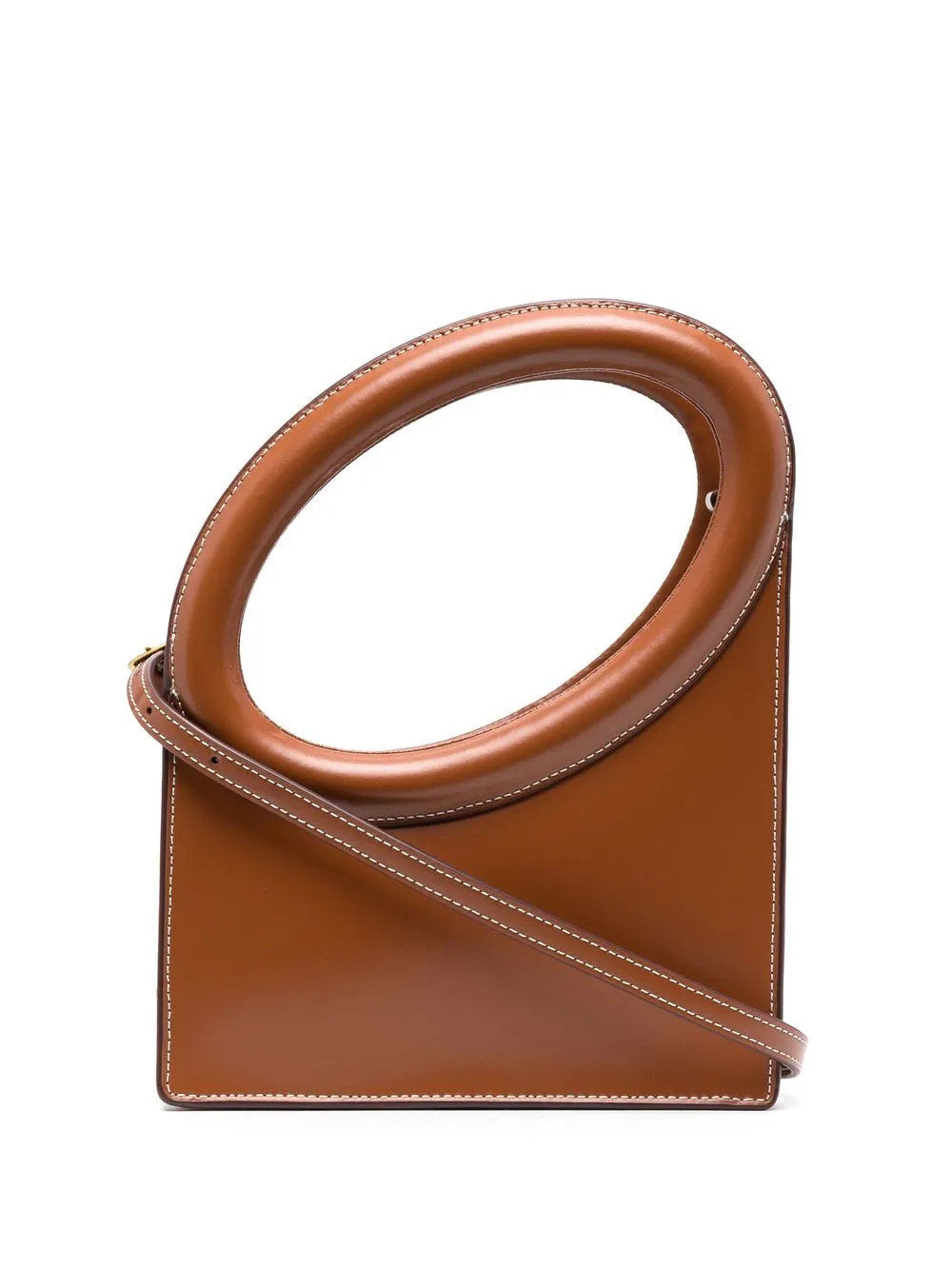 

STAUD oval cut-out leather tote bag - Brown