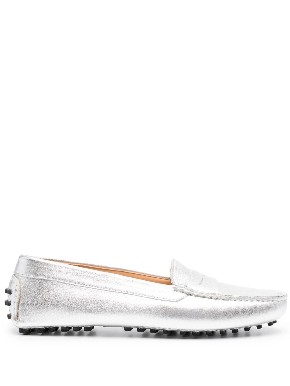 Shop Scarosso Ashley Leather Penny Loafers In Silber