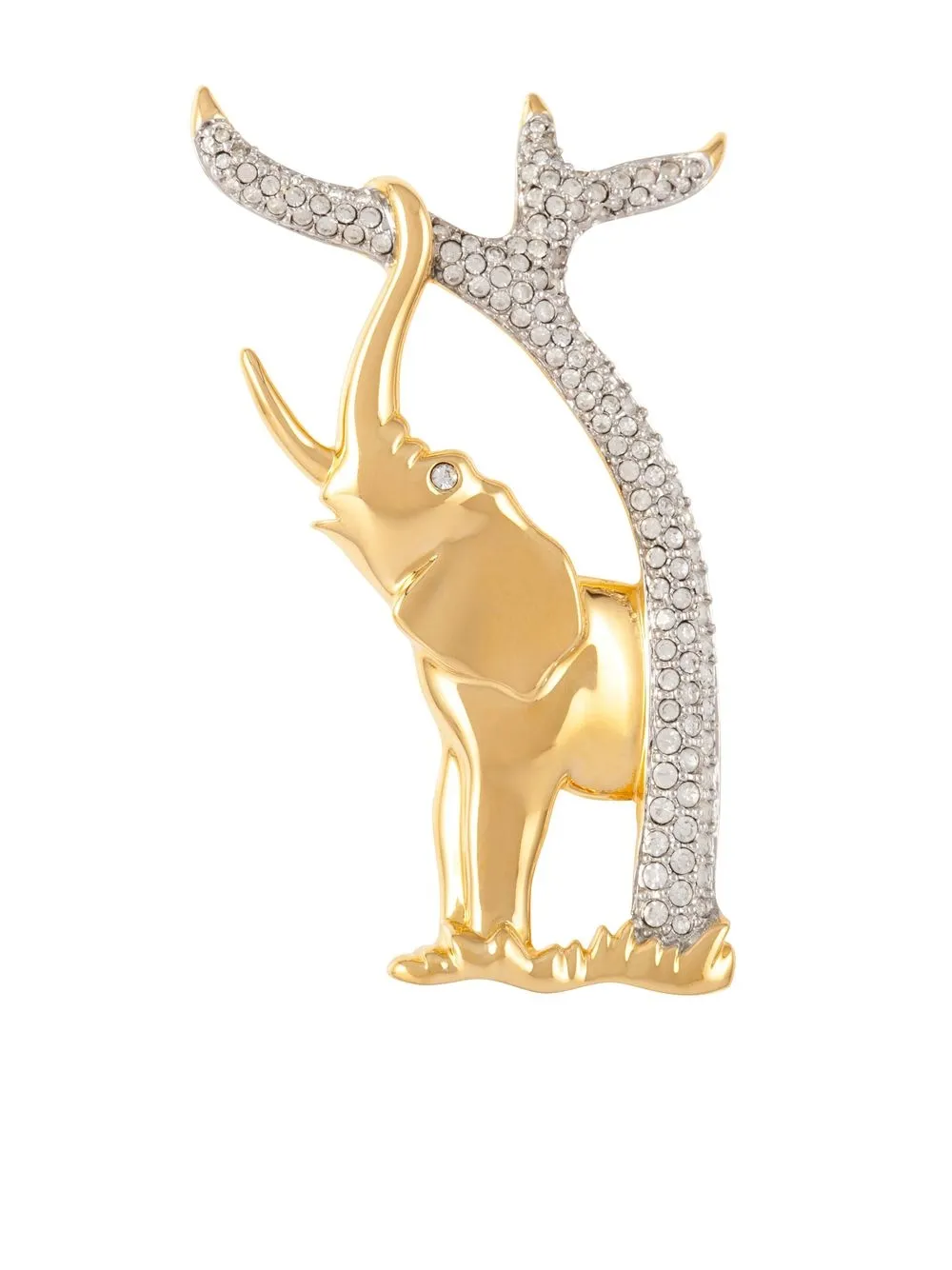 

Swarovski 1990s elephant-motif crystal-embellished brooch - Gold