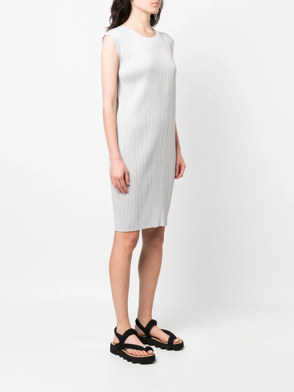  Pleats Please Issey Miyake Minikleid Mit Falten   Grau 
