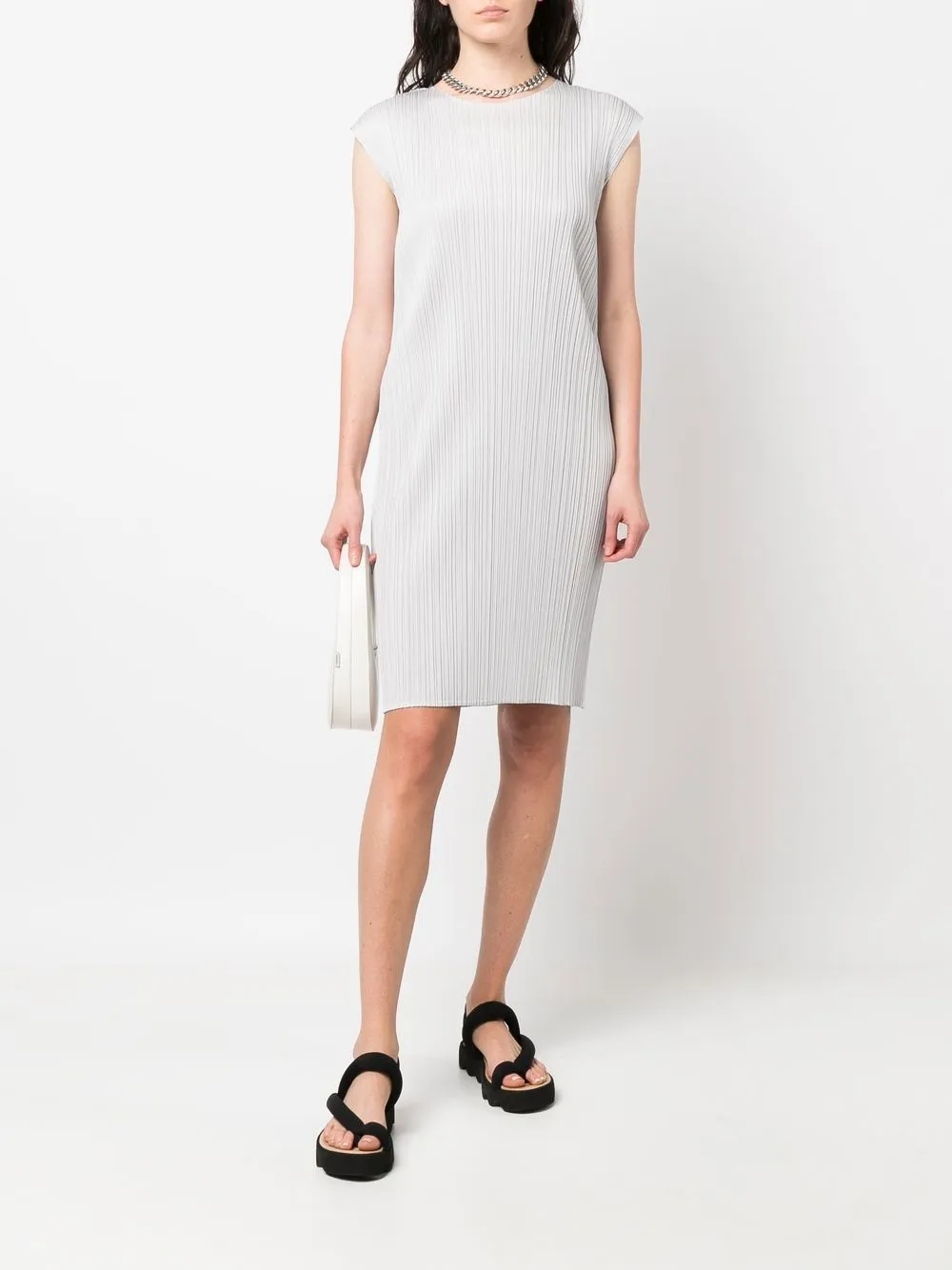  Pleats Please Issey Miyake Minikleid Mit Falten   Grau 