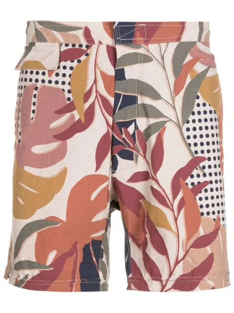 Amir Slama shorts de playa con hojas estampadas