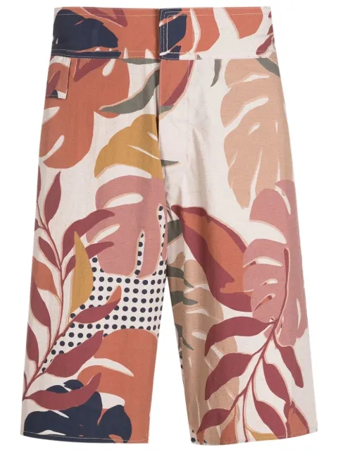 Amir Slama shorts de playa con hojas estampadas