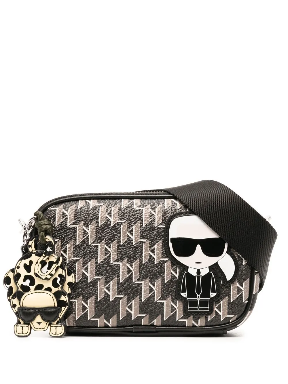 

Karl Lagerfeld bolsa saddle con monograma - Negro