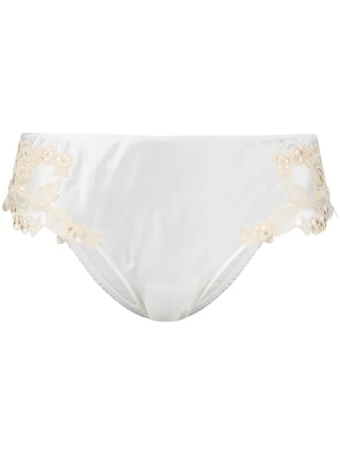 La Perla lace floral-embroidered silk briefs