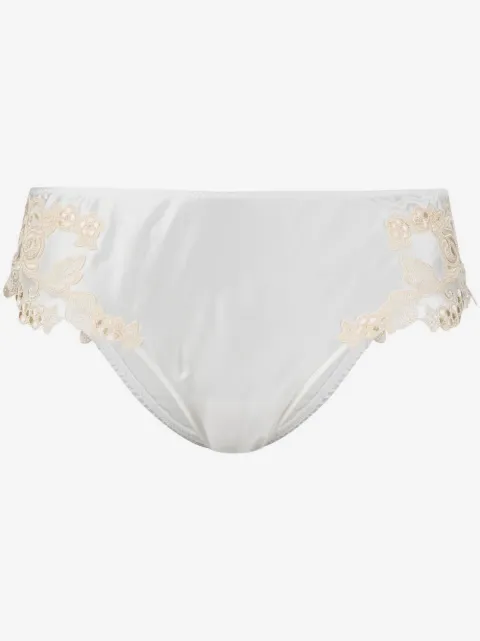 La Perla lace floral-embroidered silk briefs