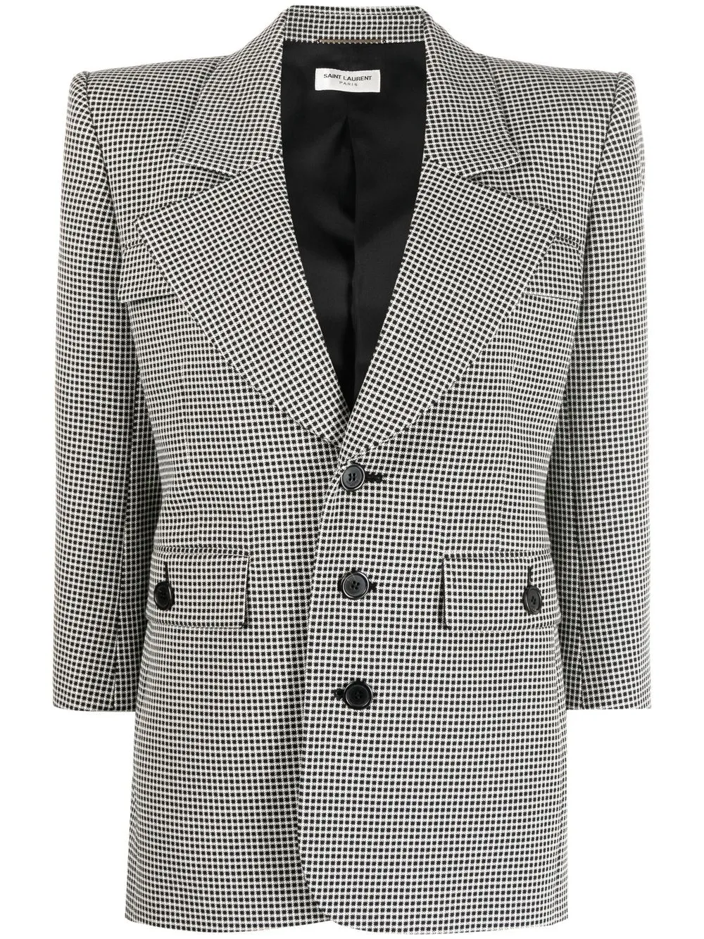 Saint Laurent grid-print wool blazer – Black