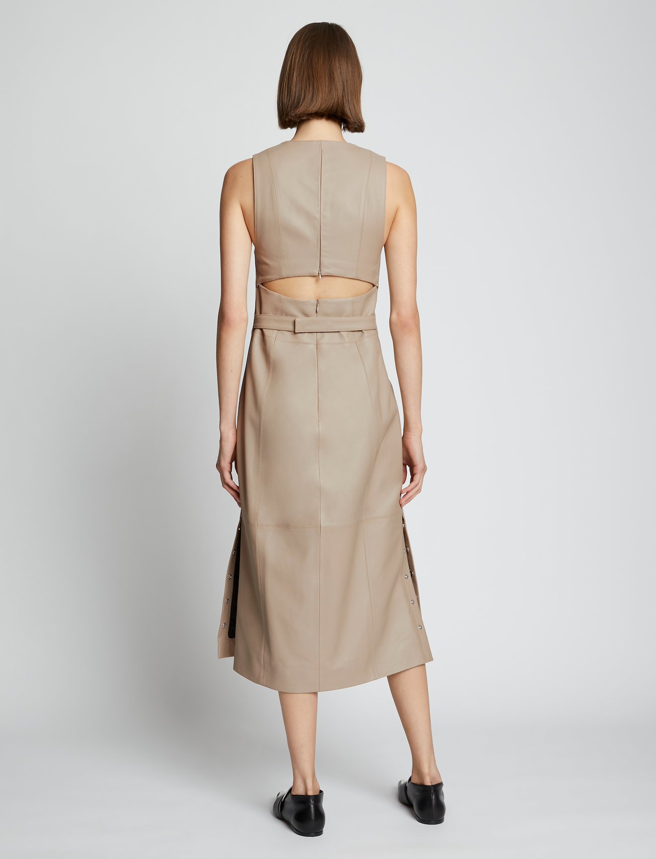 Faux Leather V-Neck Dress #2
