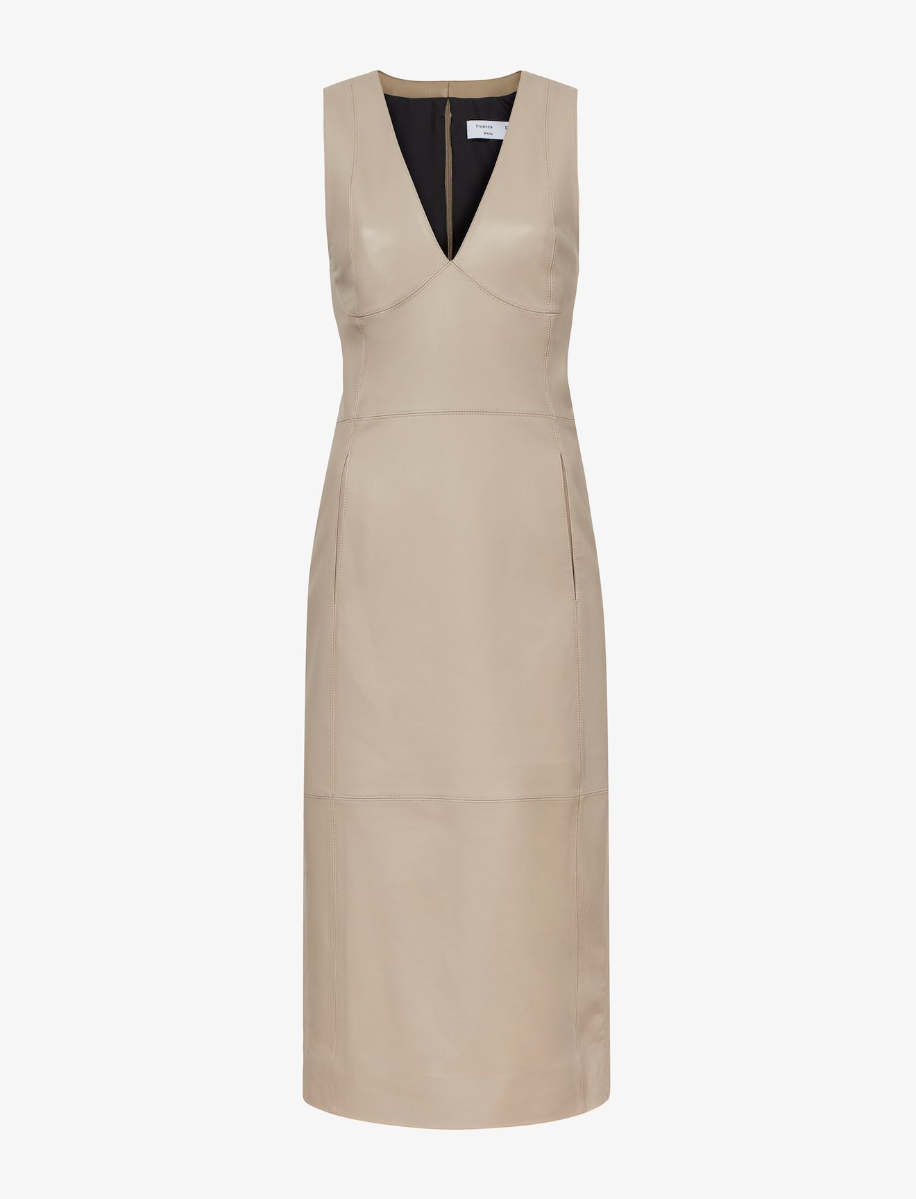 Faux Leather V-Neck Dress #4