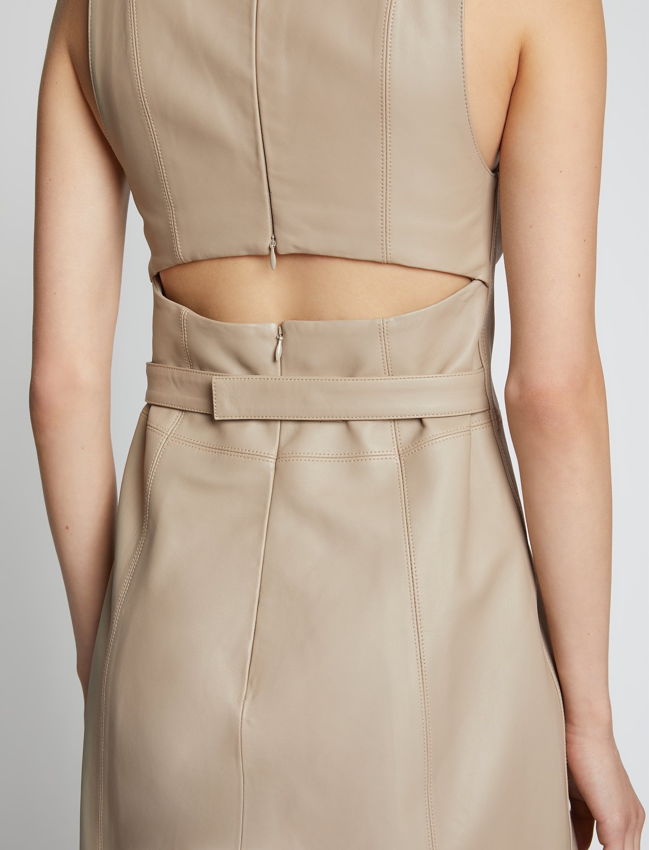 Faux Leather V-Neck Dress #3