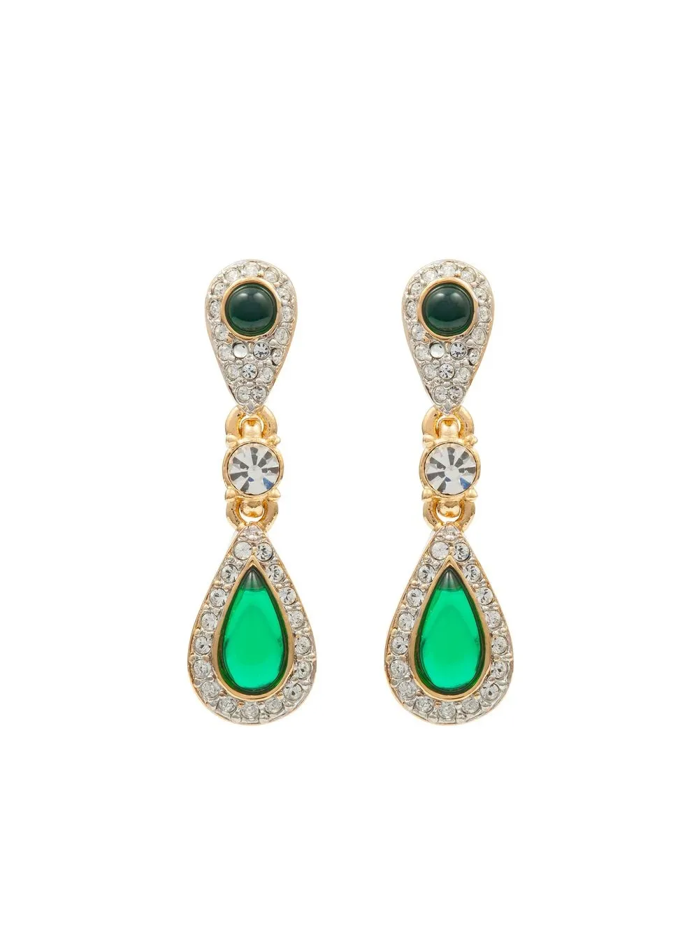 Pre-owned Susan Caplan Vintage 1980s D'orlan Crystal-embellished Necklace And Earrings Set In Gold