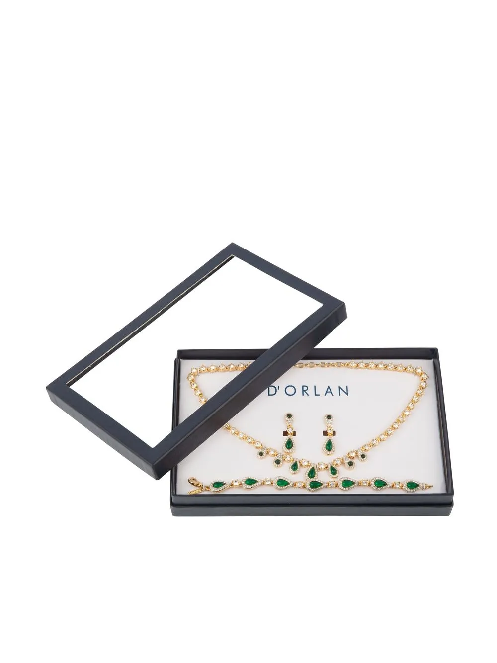 Pre-owned Susan Caplan Vintage 1980s D'orlan Crystal-embellished Necklace And Earrings Set In Gold