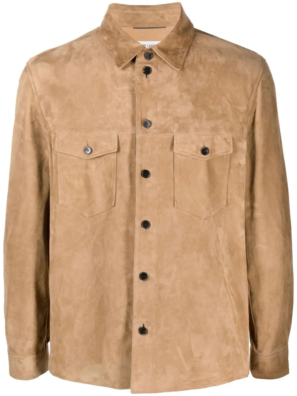 

Saint Laurent slim suede shirt jacket - Neutrals