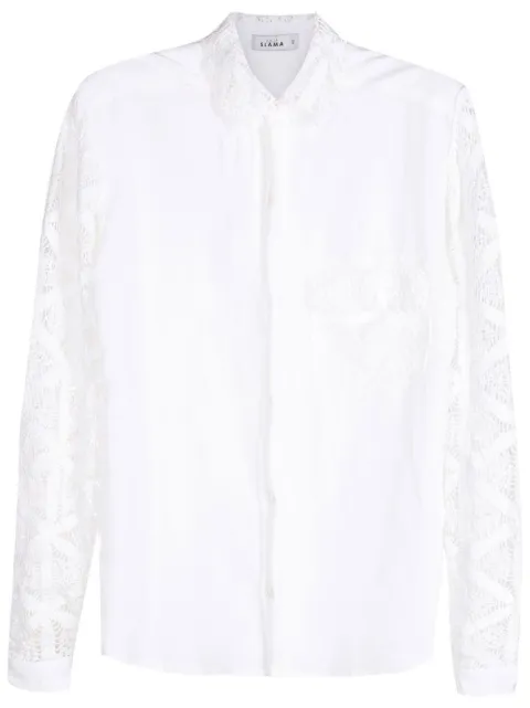 Amir Slama crochet-detail long-sleeved shirt