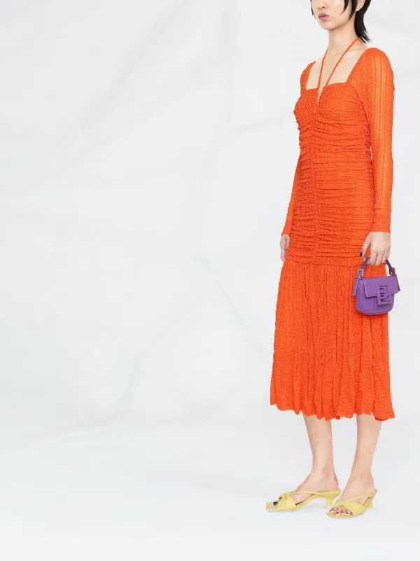 ganni long sleeve dress Ganni Long-sleeve Midi Dress