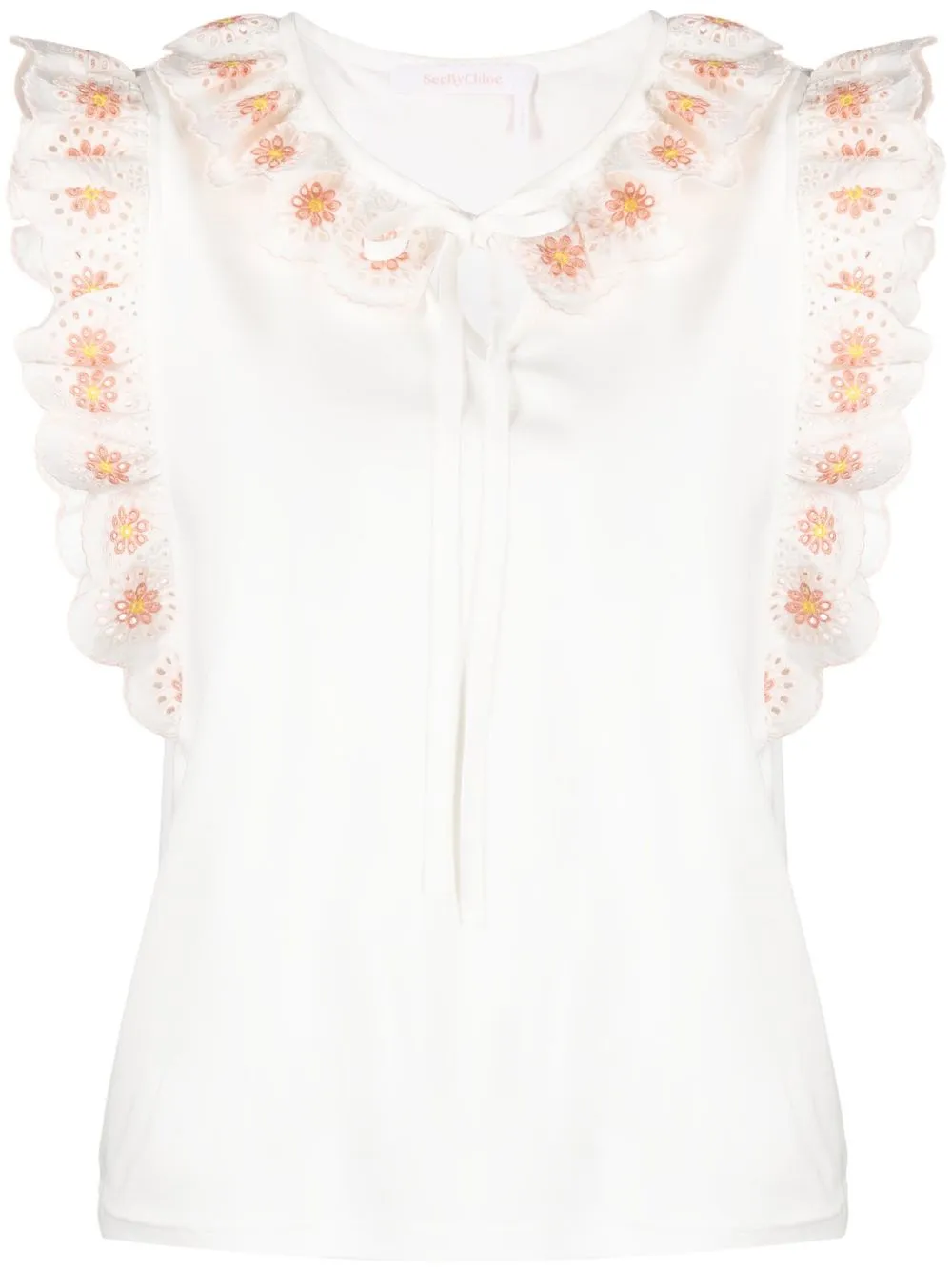 

See by Chloé broderie anglaise sleeveless top - White