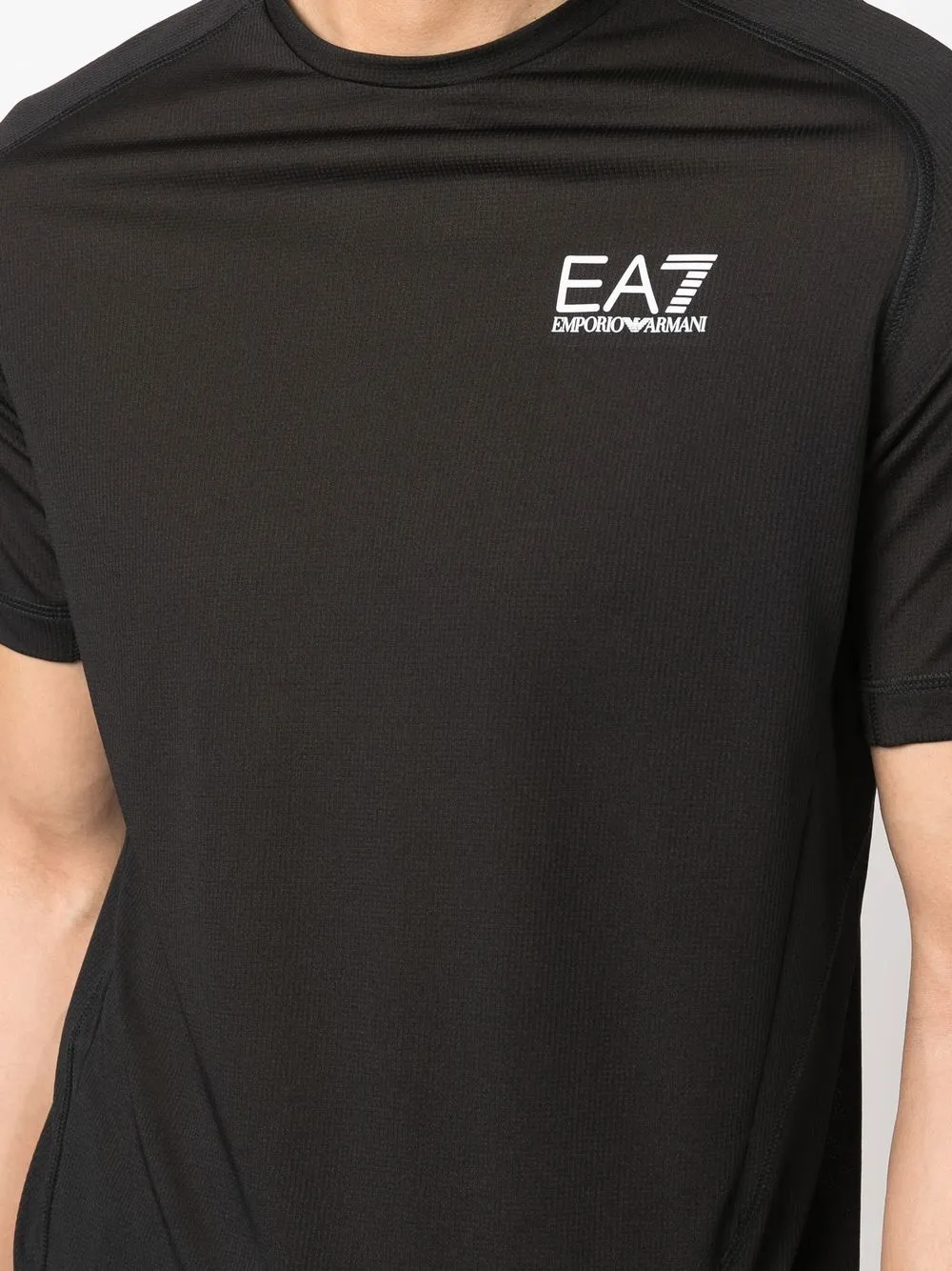 Ea7 Emporio Armani EA7 wafelgebreid T-shirt Zwart