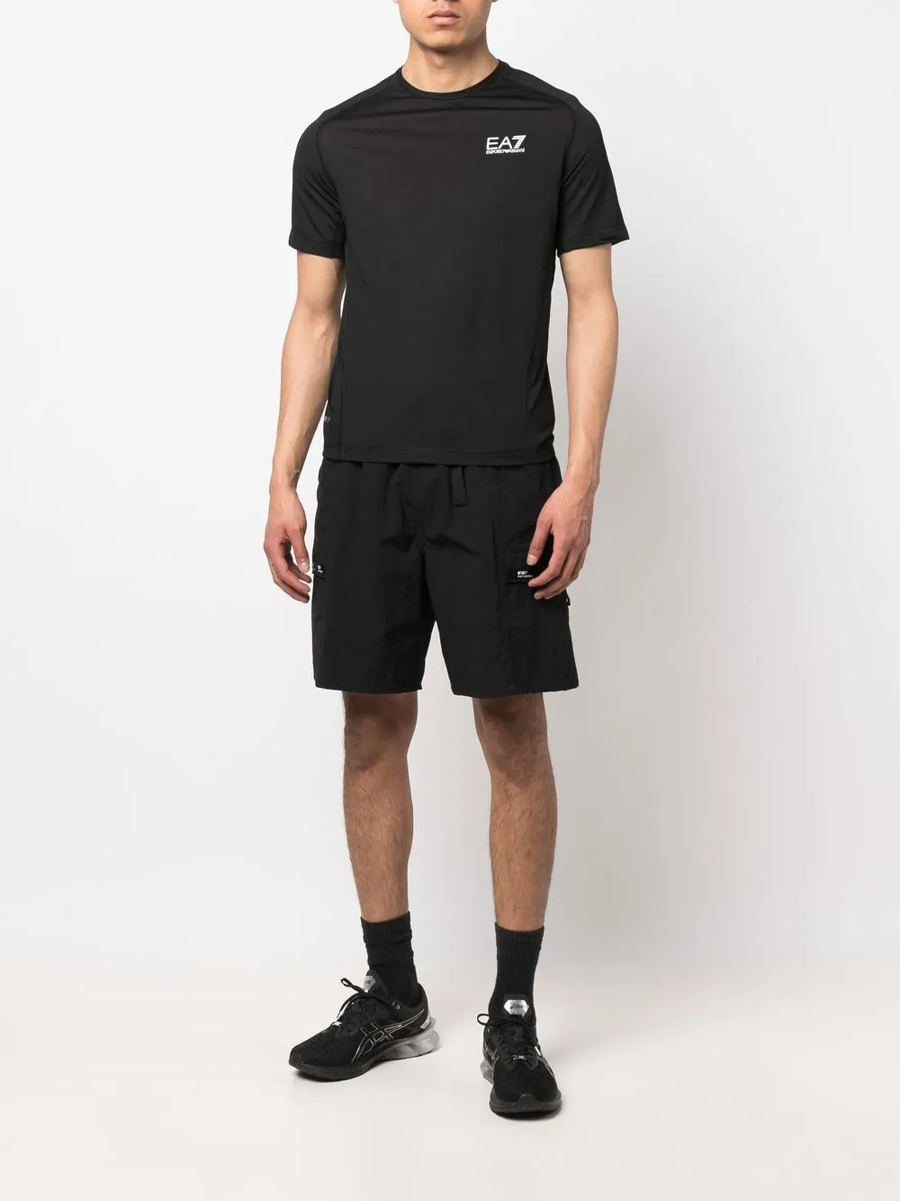 Ea7 Emporio Armani EA7 wafelgebreid T-shirt Zwart
