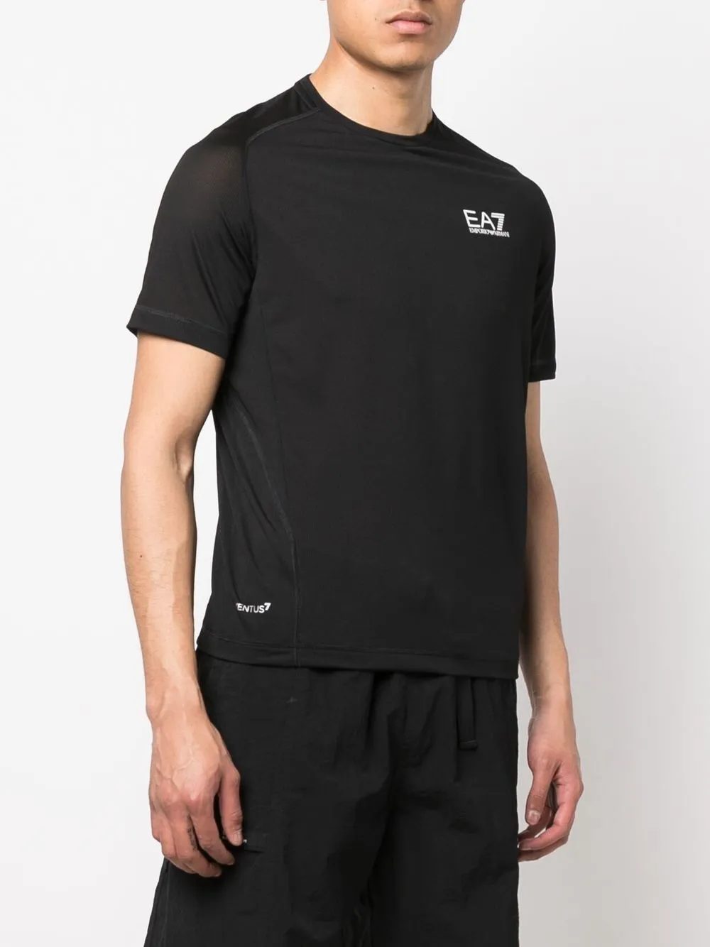 Ea7 Emporio Armani EA7 wafelgebreid T-shirt Zwart