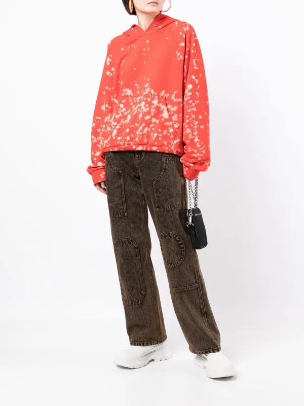 Liberal Youth Ministry bleach-splash Cotton Hoodie | Red | FARFETCH TR