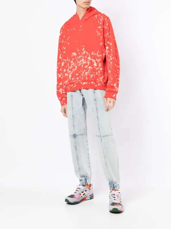 Liberal Youth Ministry bleach-splash Cotton Hoodie | Red | FARFETCH TR