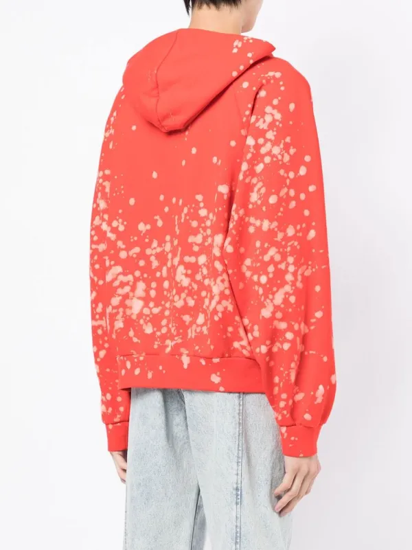 Liberal Youth Ministry bleach-splash Cotton Hoodie | Red | FARFETCH
