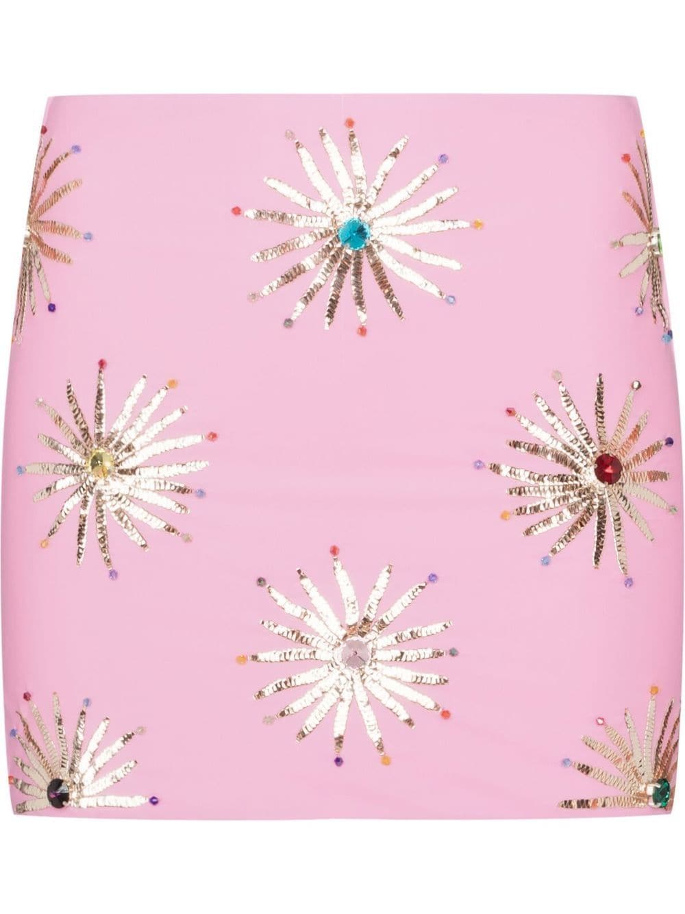 Oceanus Callie Embellished Mini Skirt In Pink