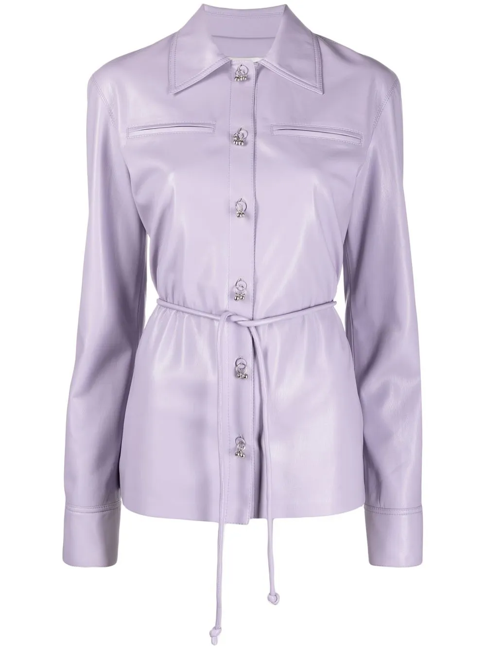 

Nanushka faux-leather belted tailored shirt - Purple