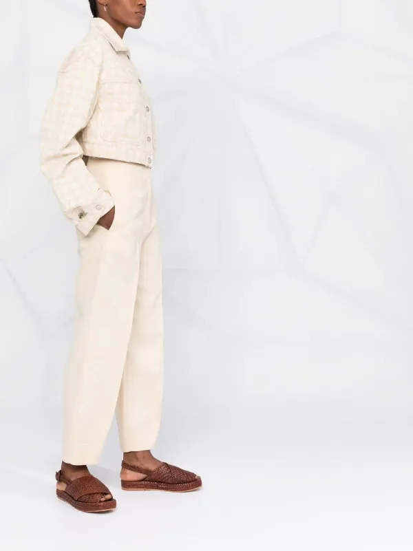 Nanushka Logo Pattern Boxy Denim Jacket Neutrals FARFETCH EG