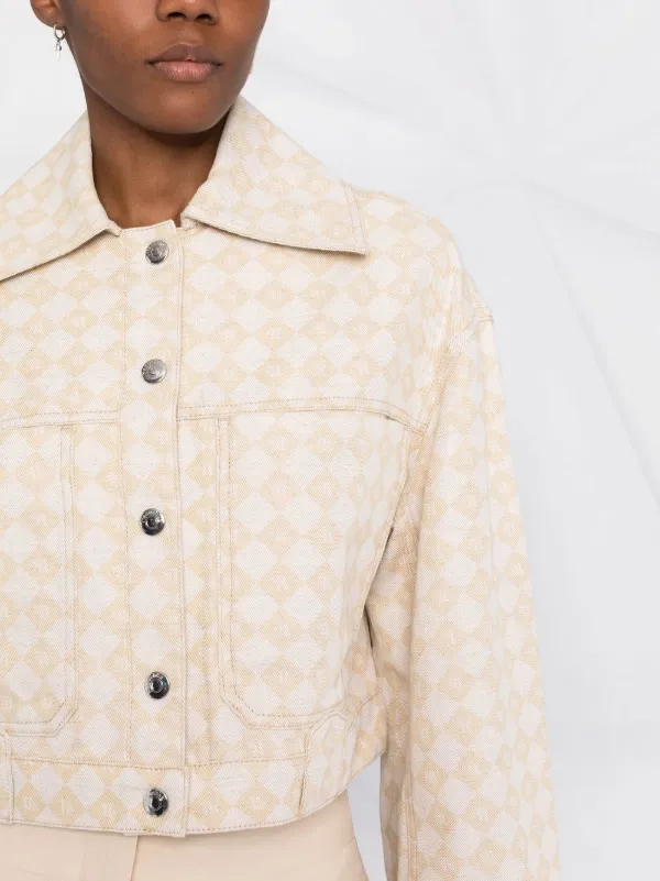 Nanushka Logo Pattern Boxy Denim Jacket Neutrals FARFETCH JO