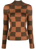 Nanushka checkerboard-pattern knitted top - Brown