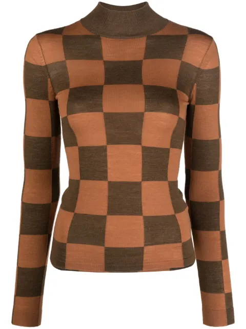 Nanushka checkerboard-pattern knitted top