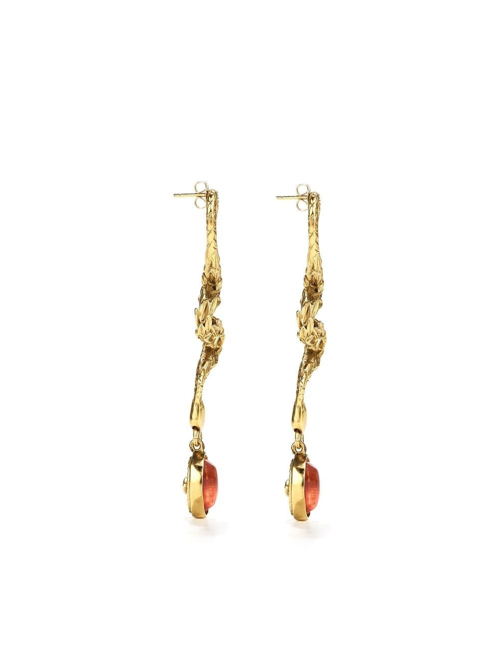 Shop Goossens Engraved Snake-shaped Earrings In Gold