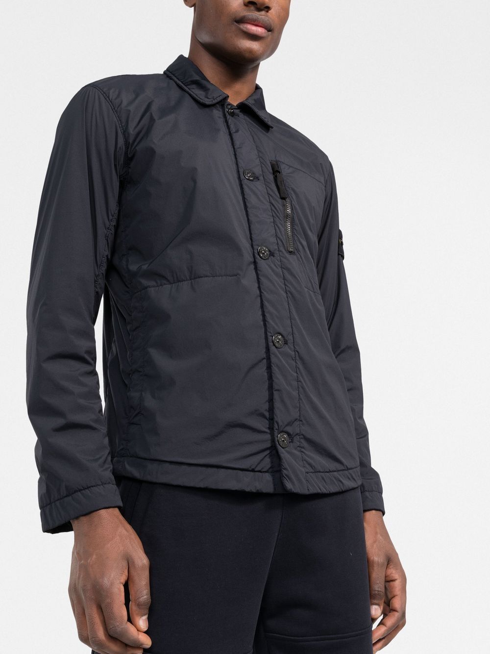 STONE ISLAND LOGO-PATCH BUTTON-UP JACKET 