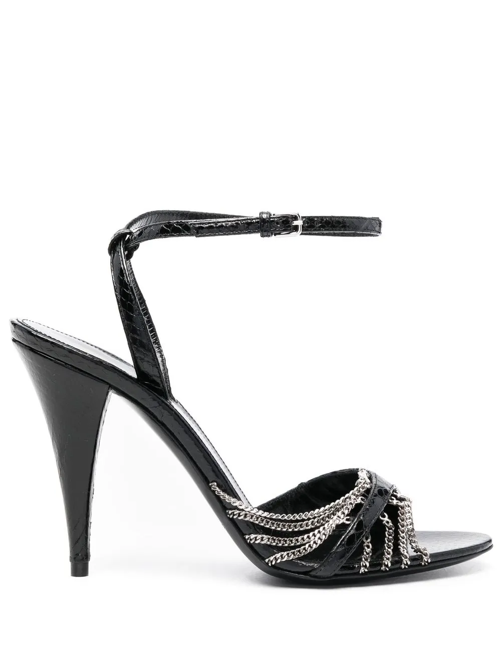 Saint Laurent crocodile-effect 110mm chain-embellishes sandals – Black