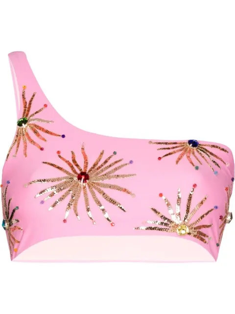 Oceanus one-shoulder cropped top