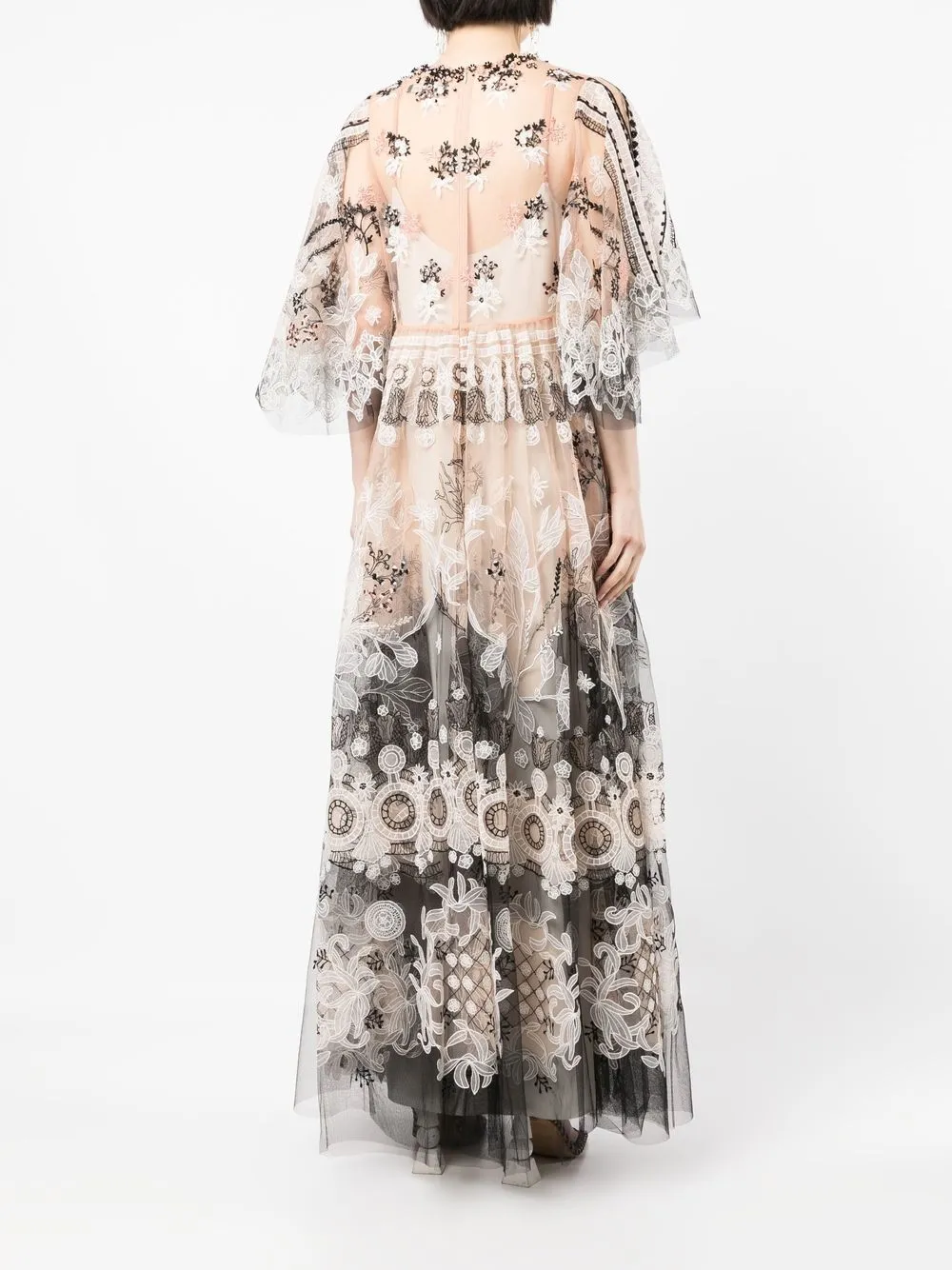 Biyan Embroidered Empire-line Maxi Dress In Brown