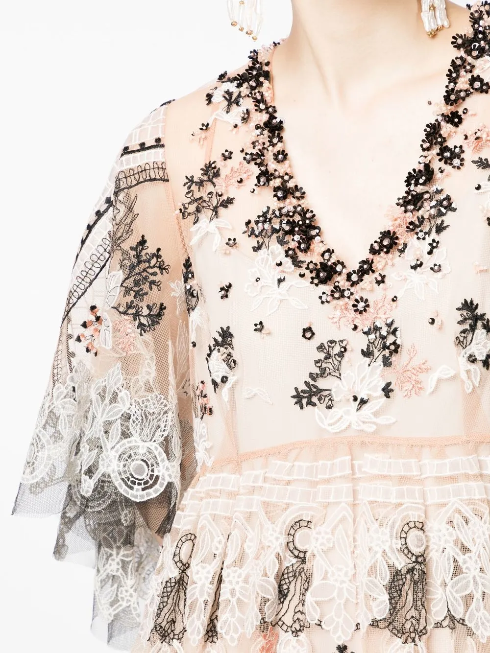 Biyan Embroidered Empire-line Maxi Dress In Brown