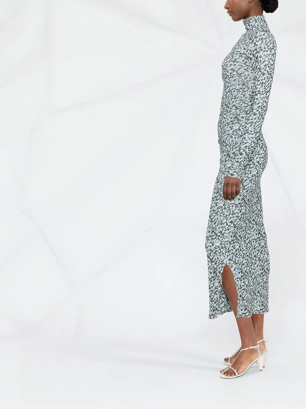ocelot-print high-neck dress