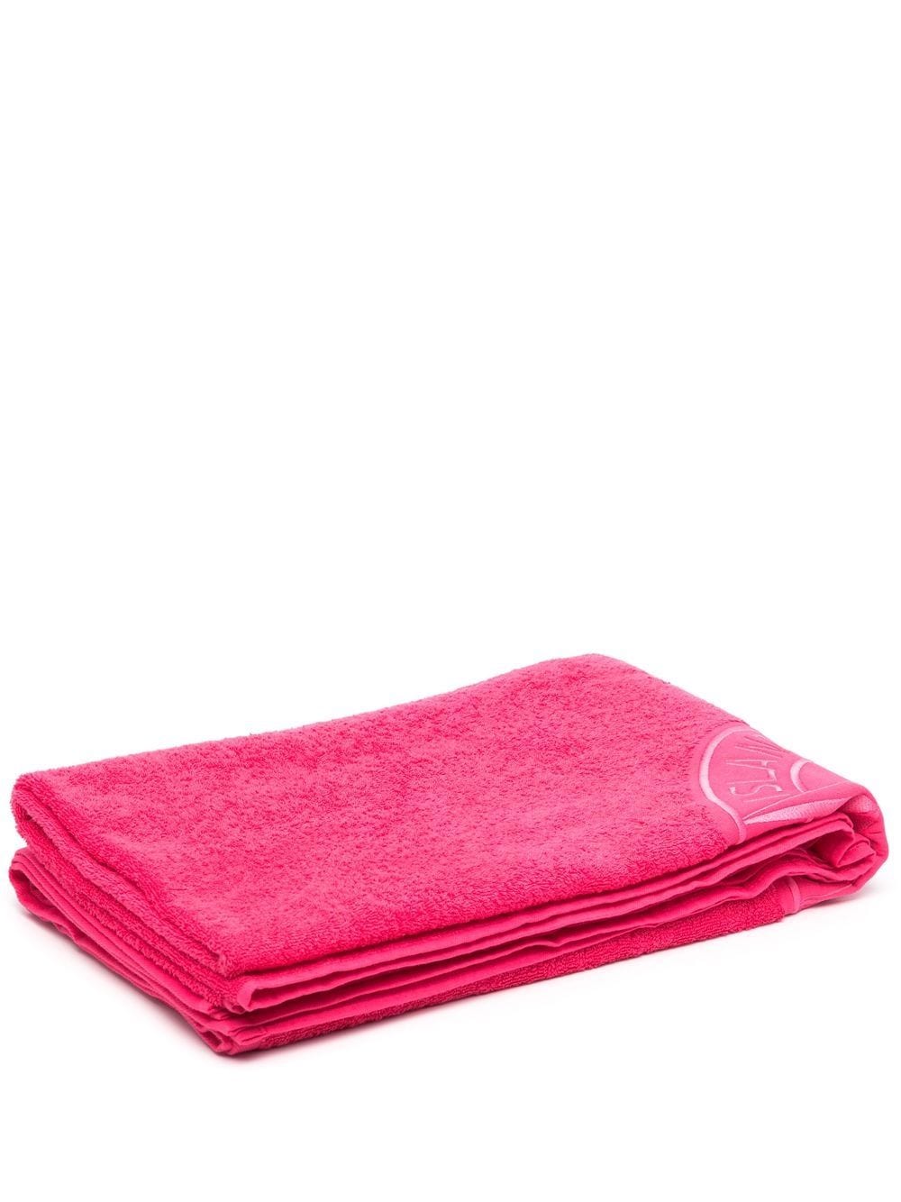 Stone Island Logo-embroidered Beach Towel In Pink