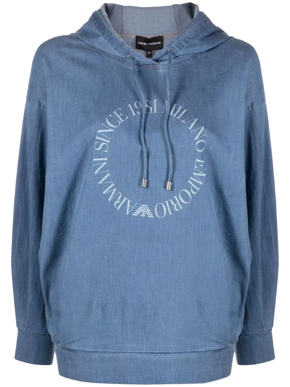 

Emporio Armani logo-print long-sleeve hoodie - Blue