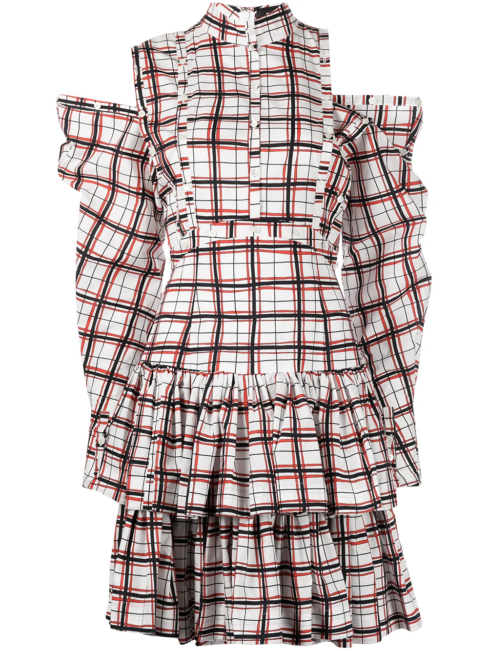 

Rochas checked long-sleeve shirt dress - White