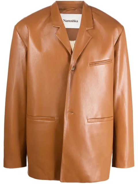 Nanushka faux-leather single-breasted blazer