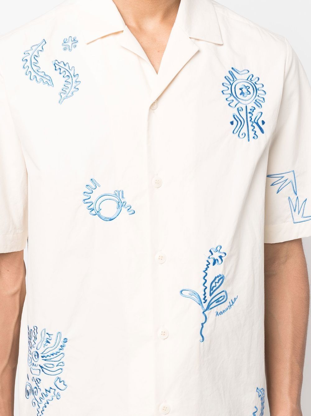 Shop Nanushka Bodil Embroidered Short-sleeve Shirt In Neutrals