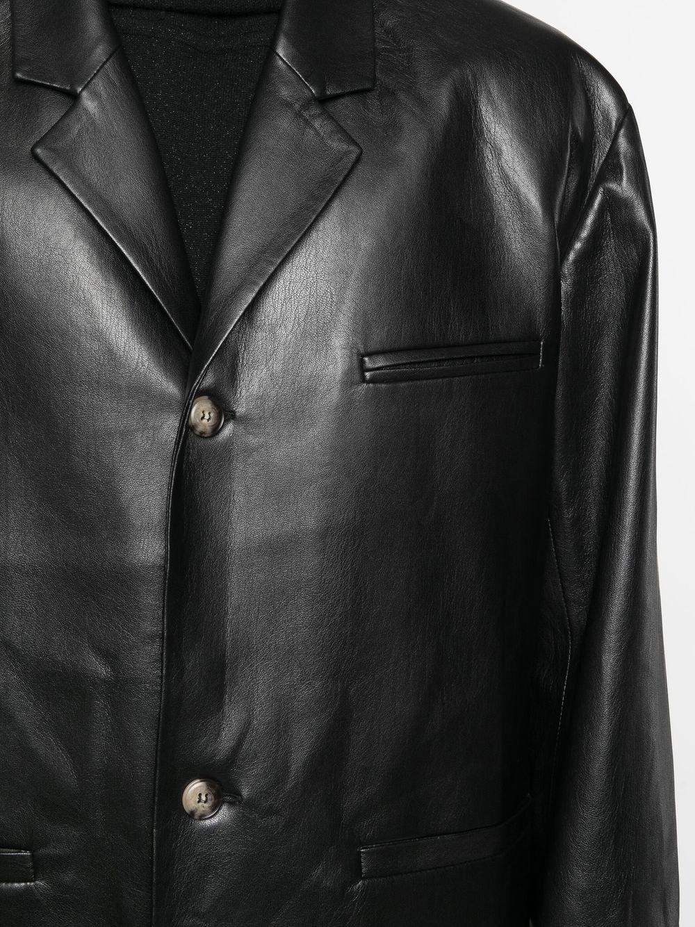 Shop Nanushka Single-breasted Faux-leather Blazer In Black