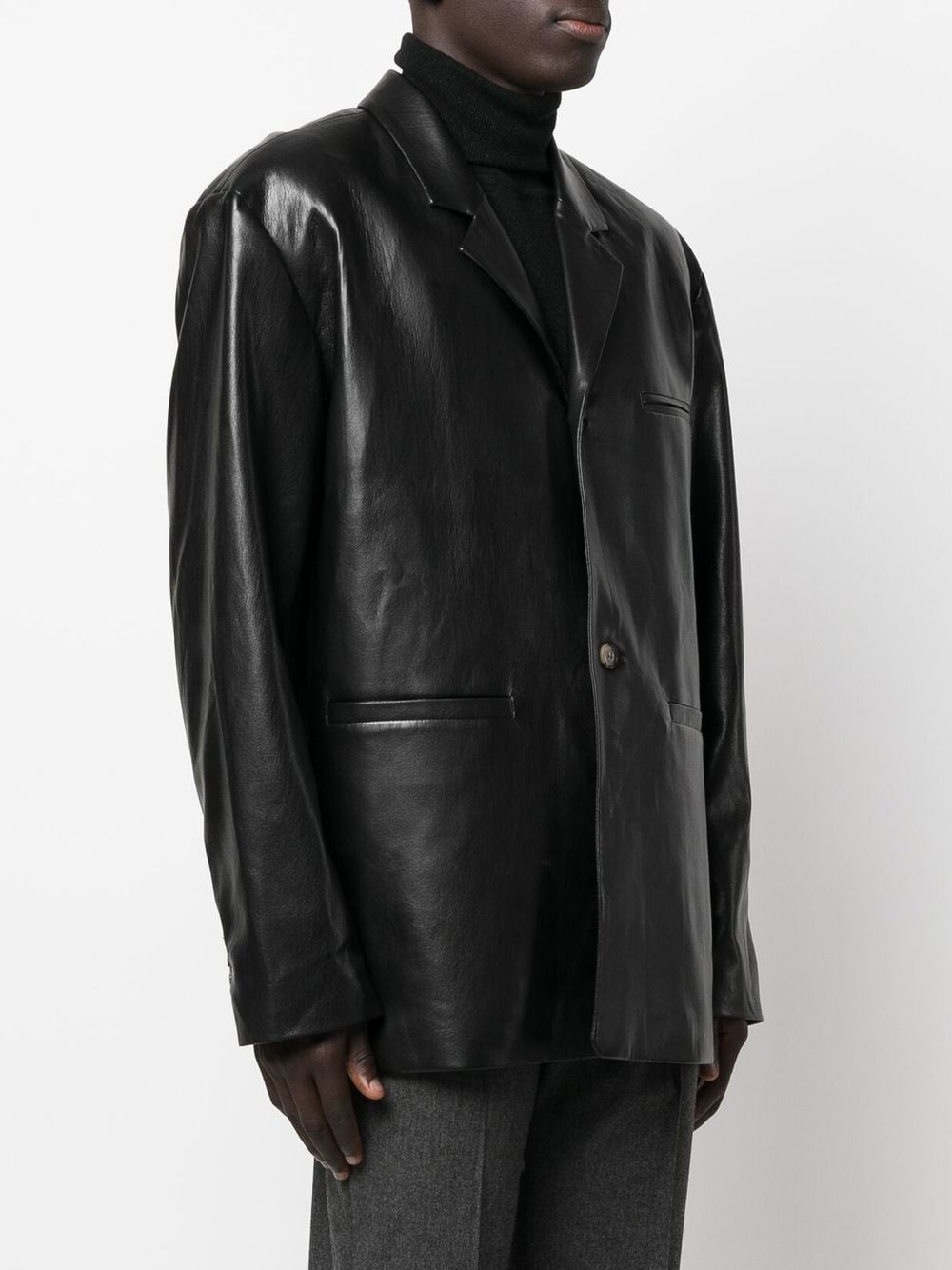 Shop Nanushka Single-breasted Faux-leather Blazer In Black