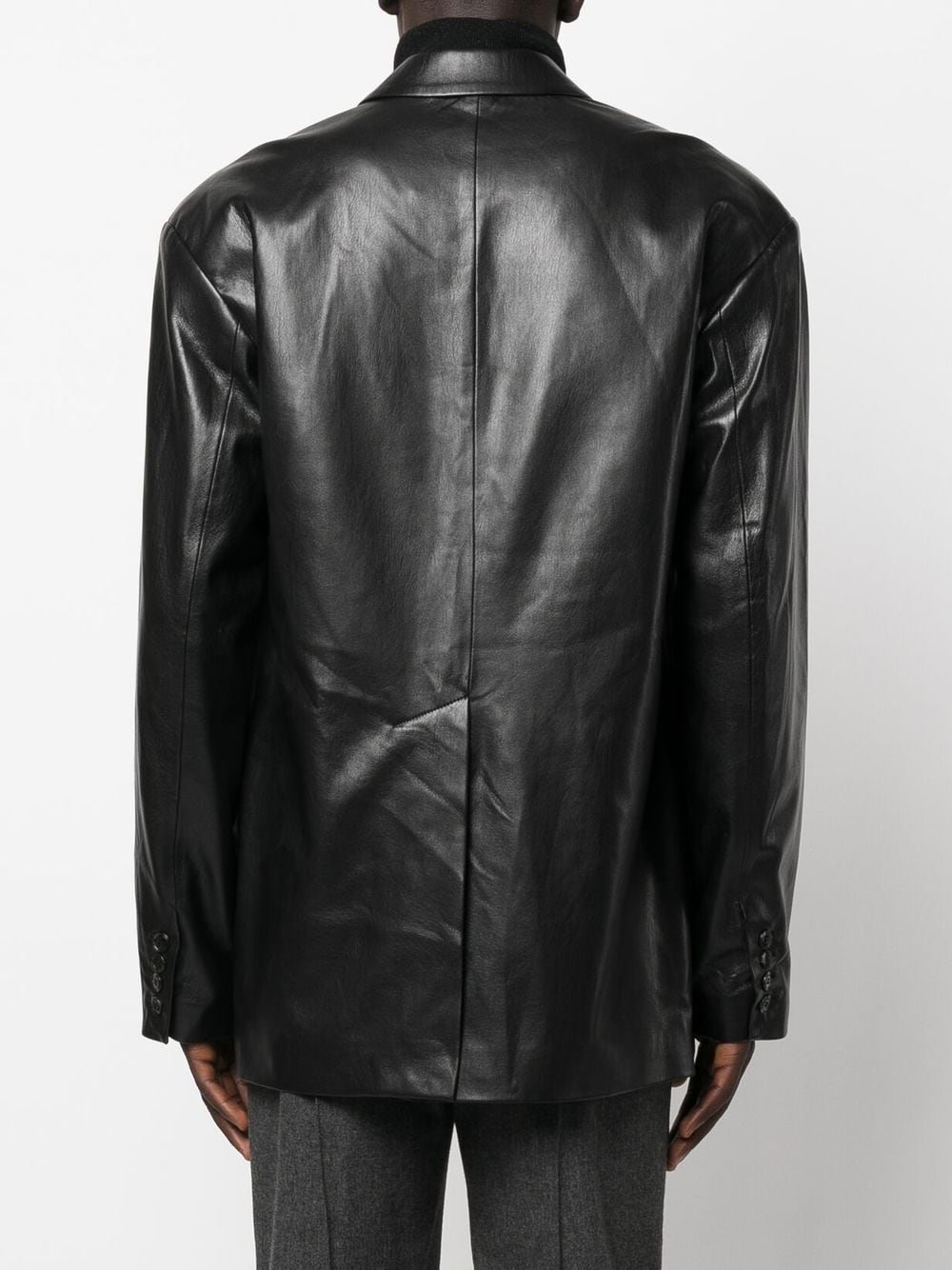 Shop Nanushka Single-breasted Faux-leather Blazer In Black