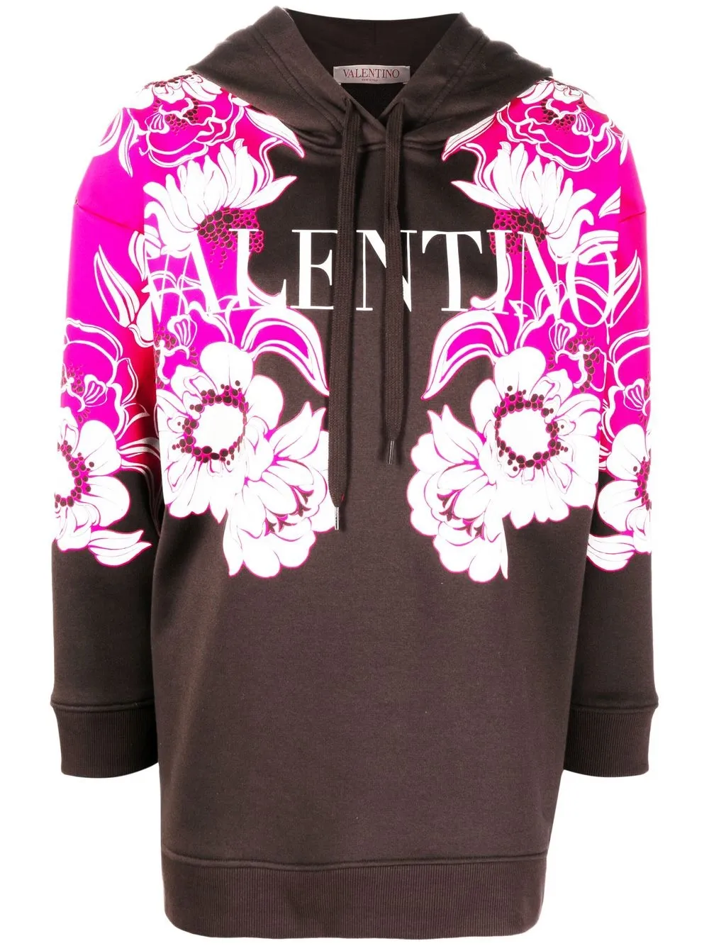 VALENTINO FLORAL-PRINT LOGO HOODIE